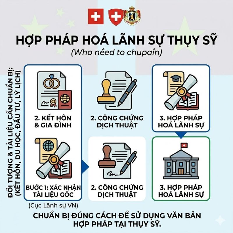 Chuẩn bị hồ sơ đầy đủ trước khi hợp pháp hoá lãnh sự Switzerland