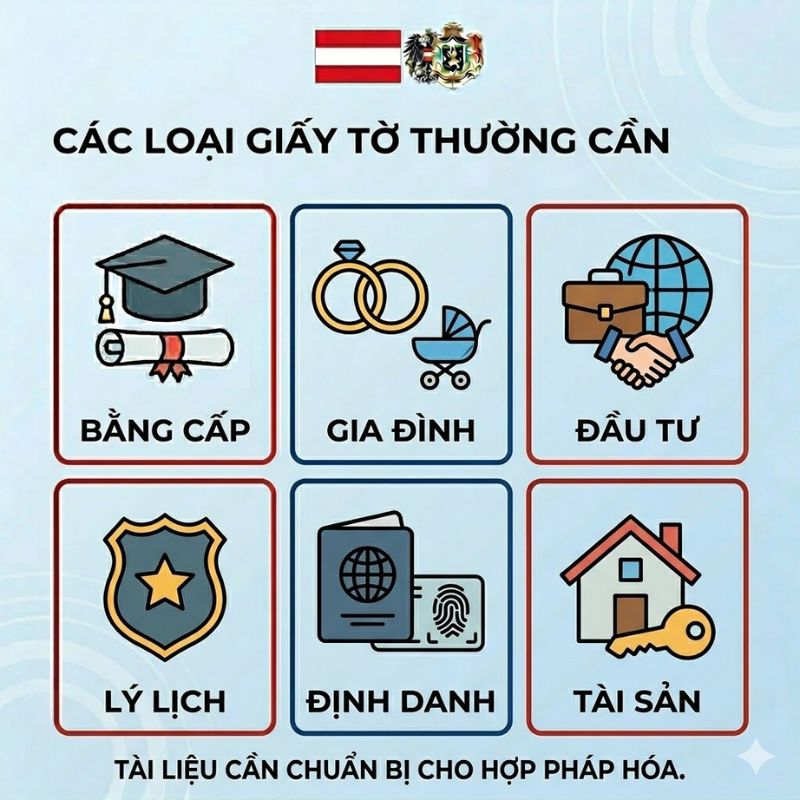 Hồ sơ cá nhân cần thiết để hợp pháp hoá lãnh sự Áo