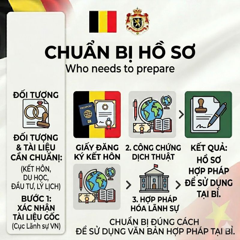 Các bước thực hiện hợp pháp hoá lãnh sự Bỉ tại cơ quan có thẩm quyền