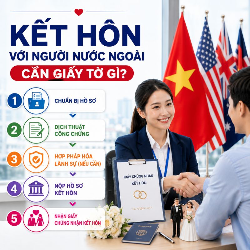 KẾT HÔN VỚI NGƯỜI NƯỚC NGOÀI CẦN GIẤY TỜ GÌ?