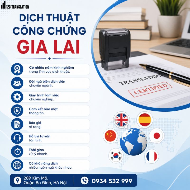 Dịch thuật công chứng Gia Lai – Dịch vụ uy tín, nhanh chóng và đúng quy định pháp luật