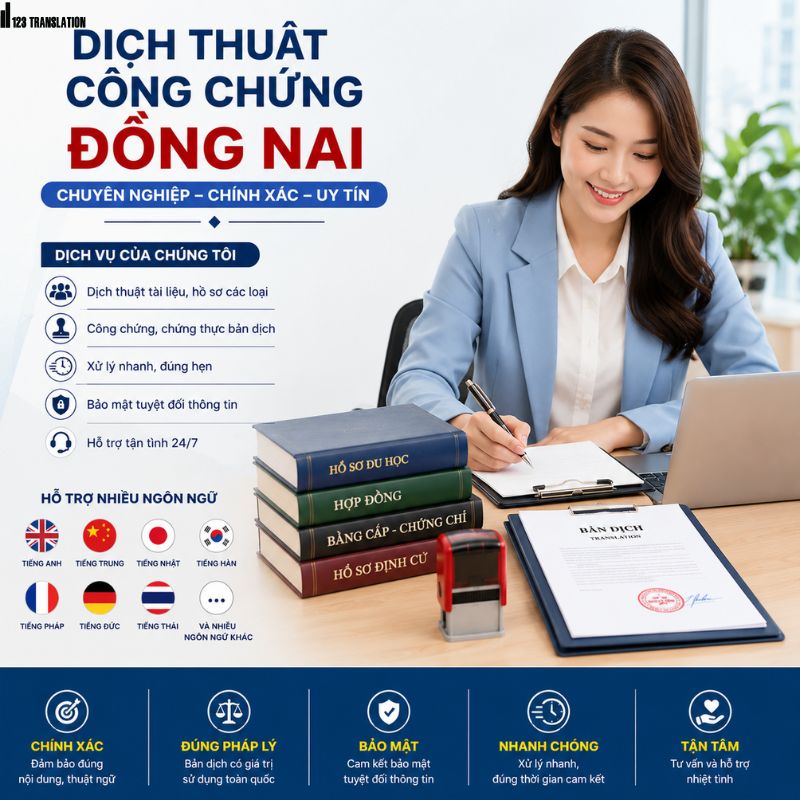 Dịch thuật công chứng Đồng Nai – Dịch vụ uy tín, nhanh chóng và chính xác