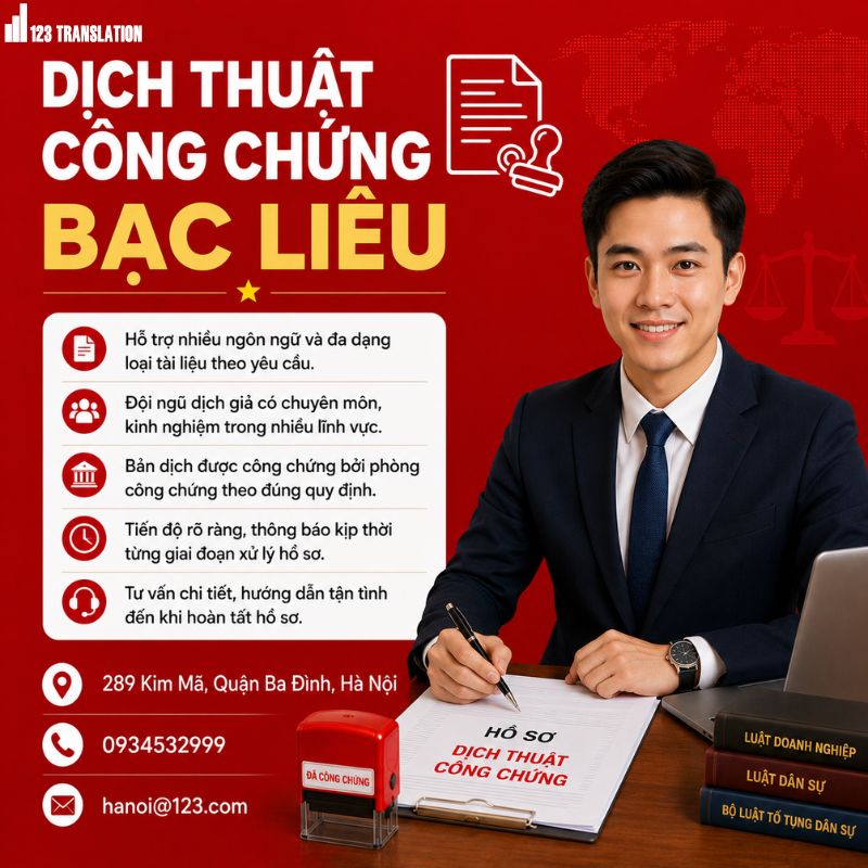Dịch thuật công chứng Bạc Liêu