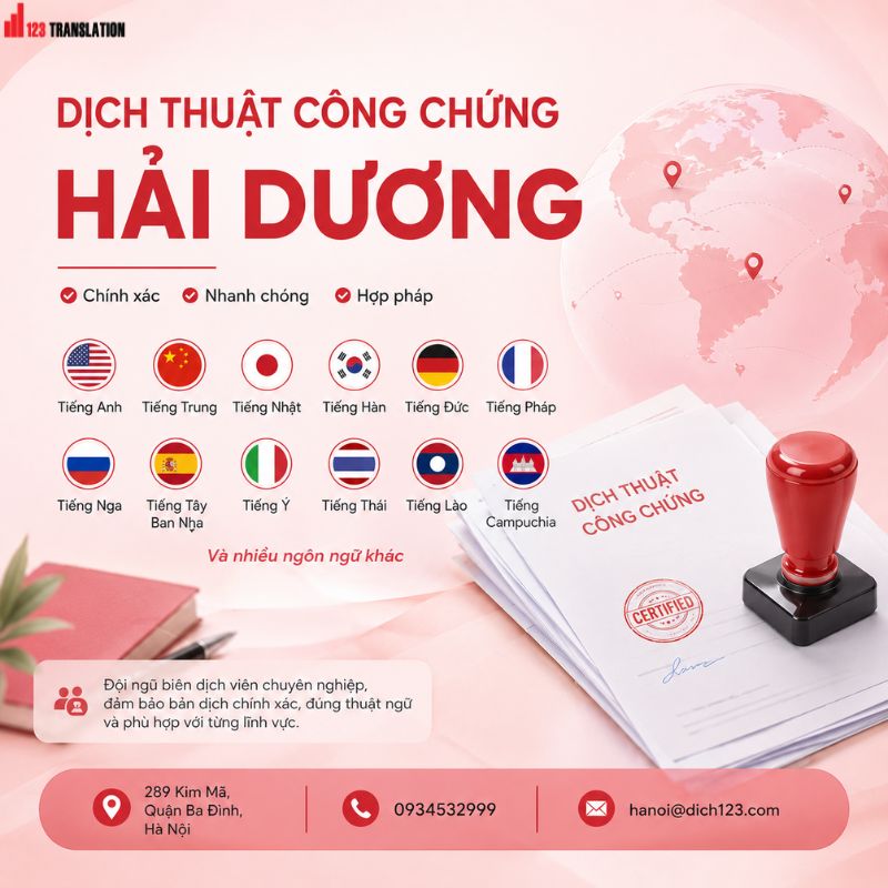 Dịch thuật công chứng Hải Dương
