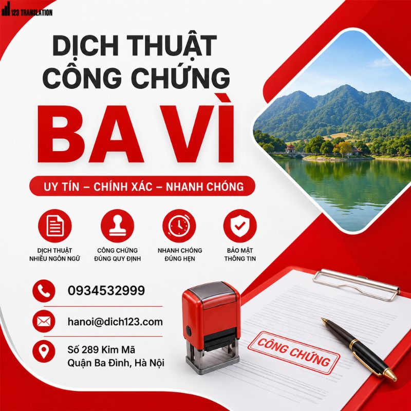 Dịch thuật công chứng Ba Vì