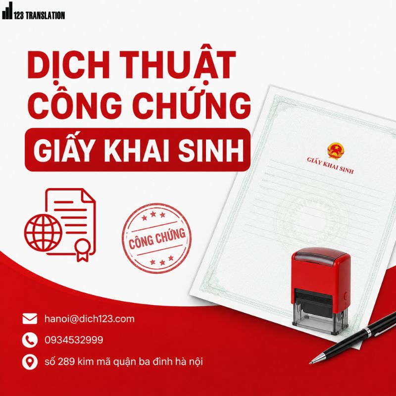 Dịch thuật công chứng giấy khai sinh