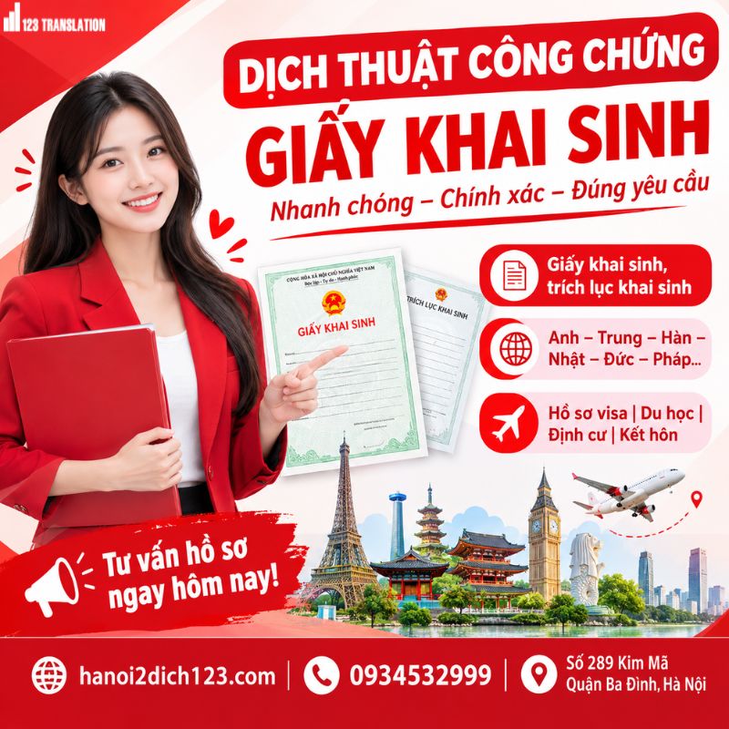 Dịch thuật công chứng giấy khai sinh