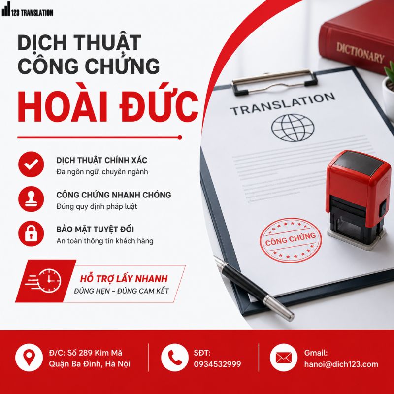 Dịch thuật công chứng Hoài Đức