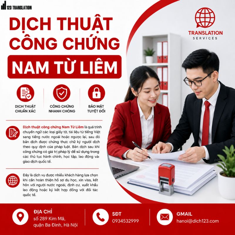 Dịch thuật công chứng Nam Từ Liêm