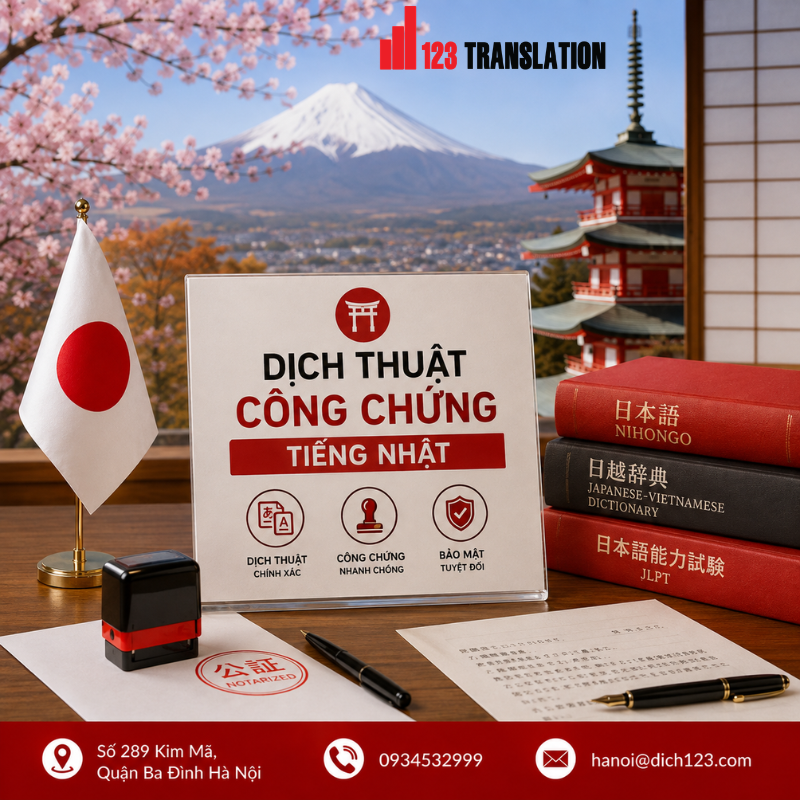 Dịch thuật công chứng tiếng Nhật giá rẻ tại Dịch 123