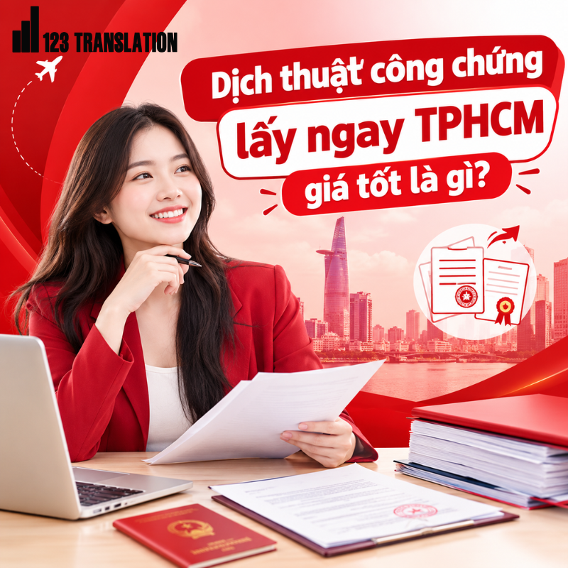 Lựa chọn dịch thuật công chứng lấy ngay TPHCM giá tốt giúp tiết kiệm thời gian, chủ động kế hoạch nộp hồ sơ và tối ưu chi phí khi cần dịch giấy tờ nhanh.