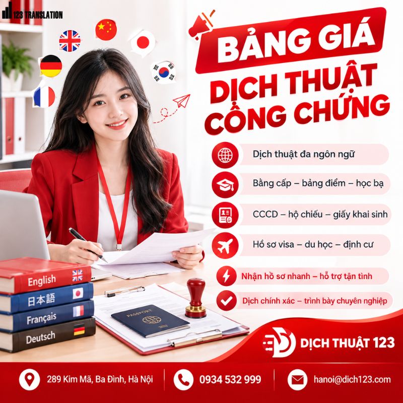 Bảng giá dịch thuật công chứng – Cập nhật chi phí và những điều cần biết