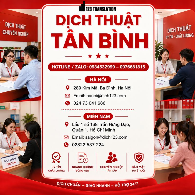 Địa chỉ dịch thuật tân bình nhanh chóng, uy tín