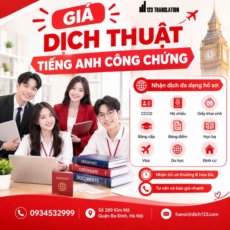 Giá dịch thuật tiếng Anh công chứng: Chi phí, quy trình và những điều cần biết