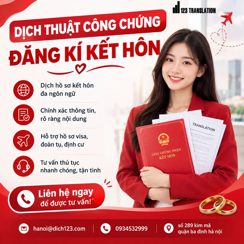 Dịch thuật công chứng đăng kí kết hôn chuyên nghiệp, chính xác và nhanh chóng