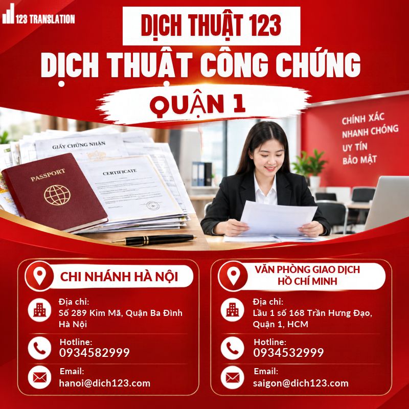 Dịch thuật công chứng Quận 1 – Dịch vụ chuyên nghiệp, chính xác và nhanh chóng
