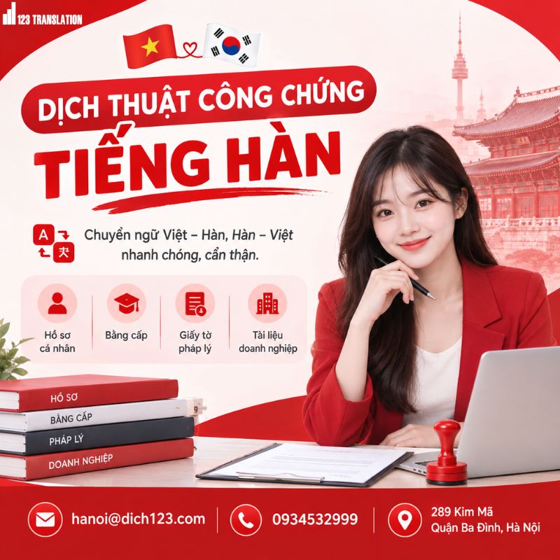 Dịch thuật công chứng tiếng Hàn chuyên nghiệp, chính xác và uy tín