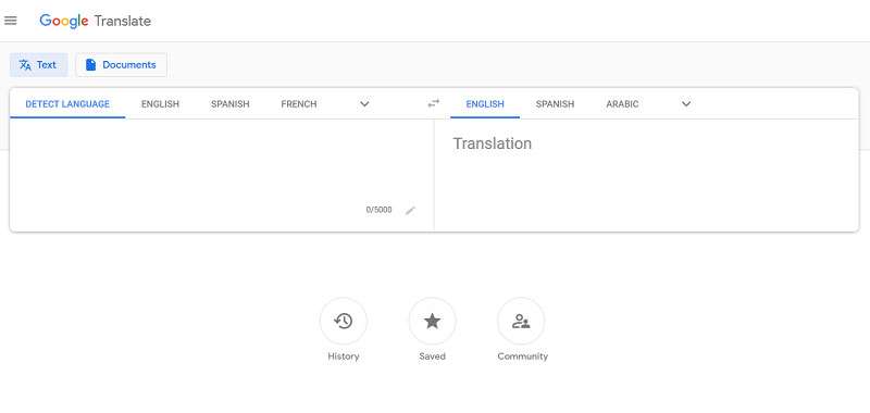 Giao diện Google Translate
